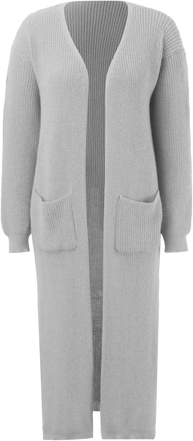 2023 Women Cardigans Trendy Lightweight Coat Fall Long Sleeve Open Front Cardigan Drape Long Cardigan Jackets with Pockets