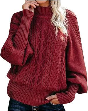 2024 Sweater for Women Oversized Knit Solid Elegant Vintage Pullover Turtleneck Tops Fall Winter Essential Clothes