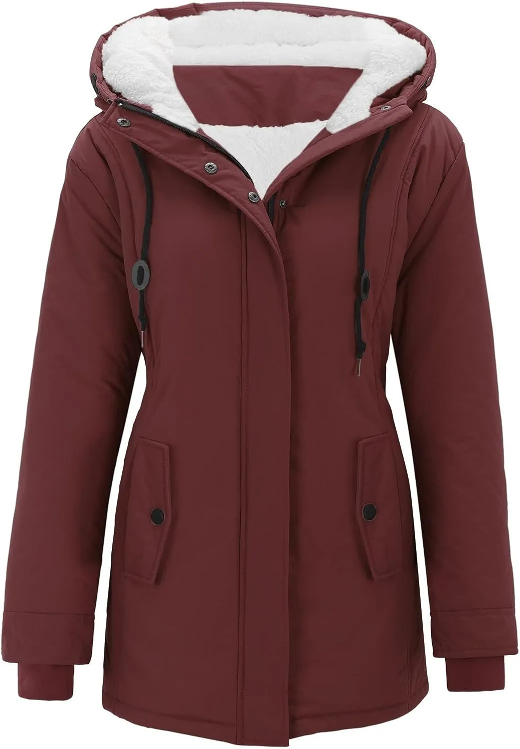2024 Women Plus Size Winter Overcoat Jacket Thick Outwear Lined Hooded Coat Warm Trench 2024 Women Lightweight