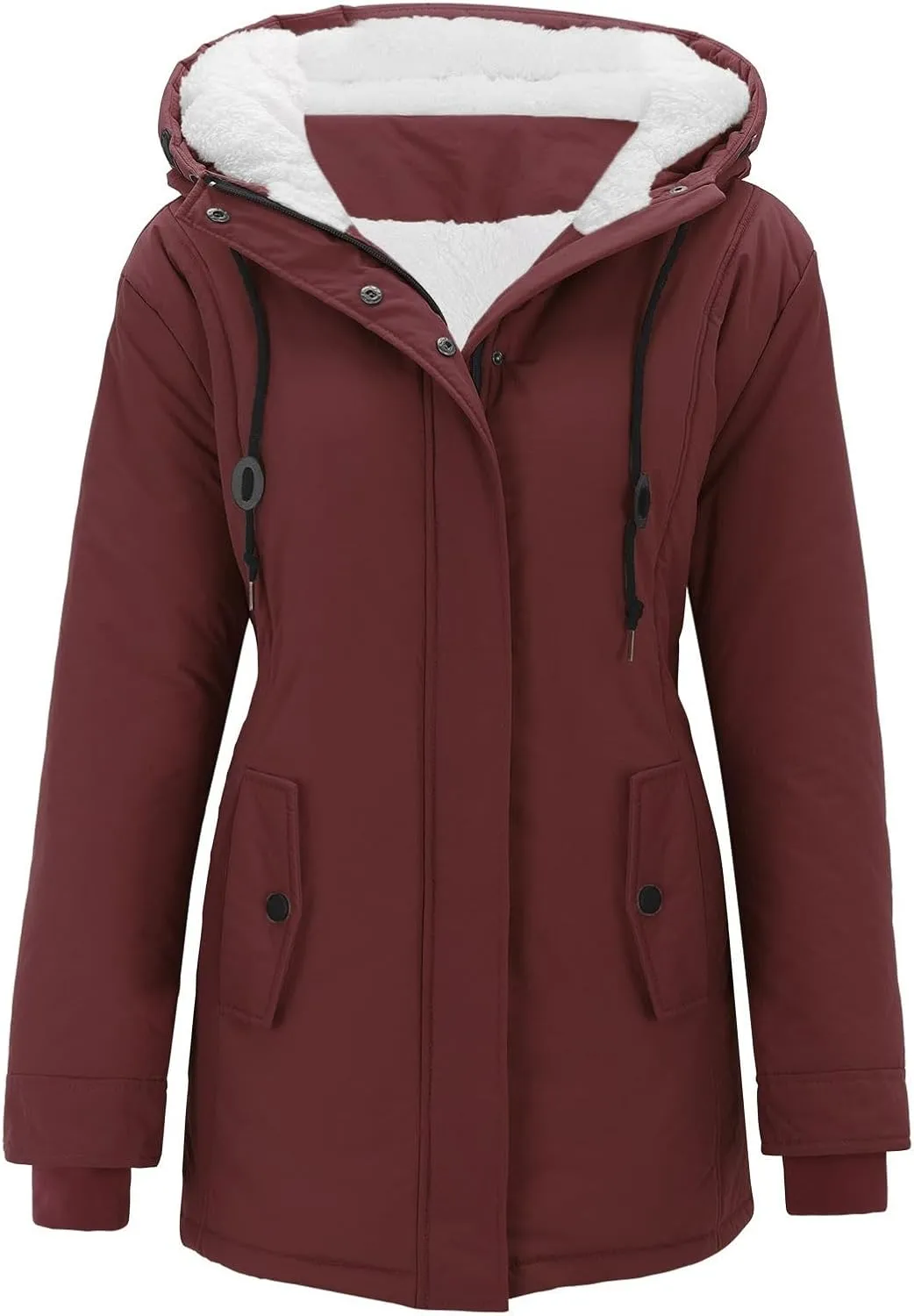 2024 Women Plus Size Winter Overcoat Jacket Thick Outwear Lined Hooded Coat Warm Trench 2024 Women Lightweight