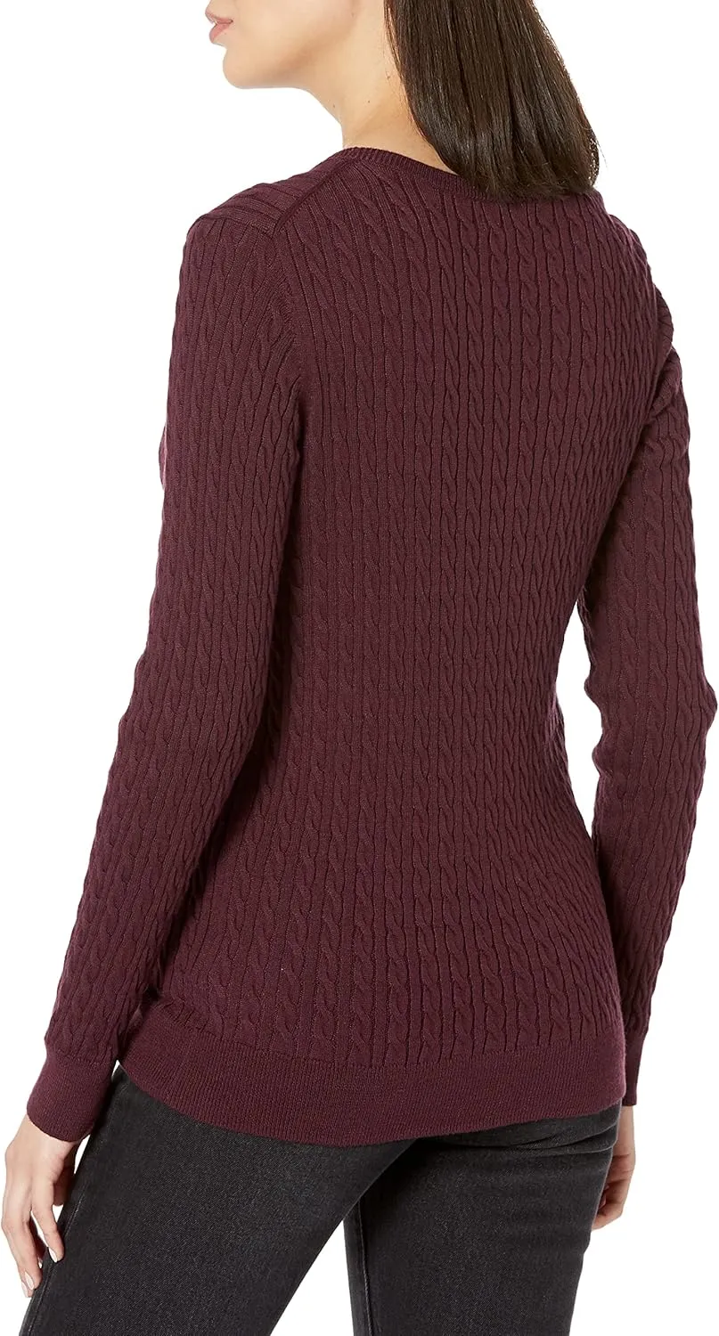 Amazon Essentials Women's Lightweight Long-Sleeve Cable Crewneck Sweater (Available in Plus Size)