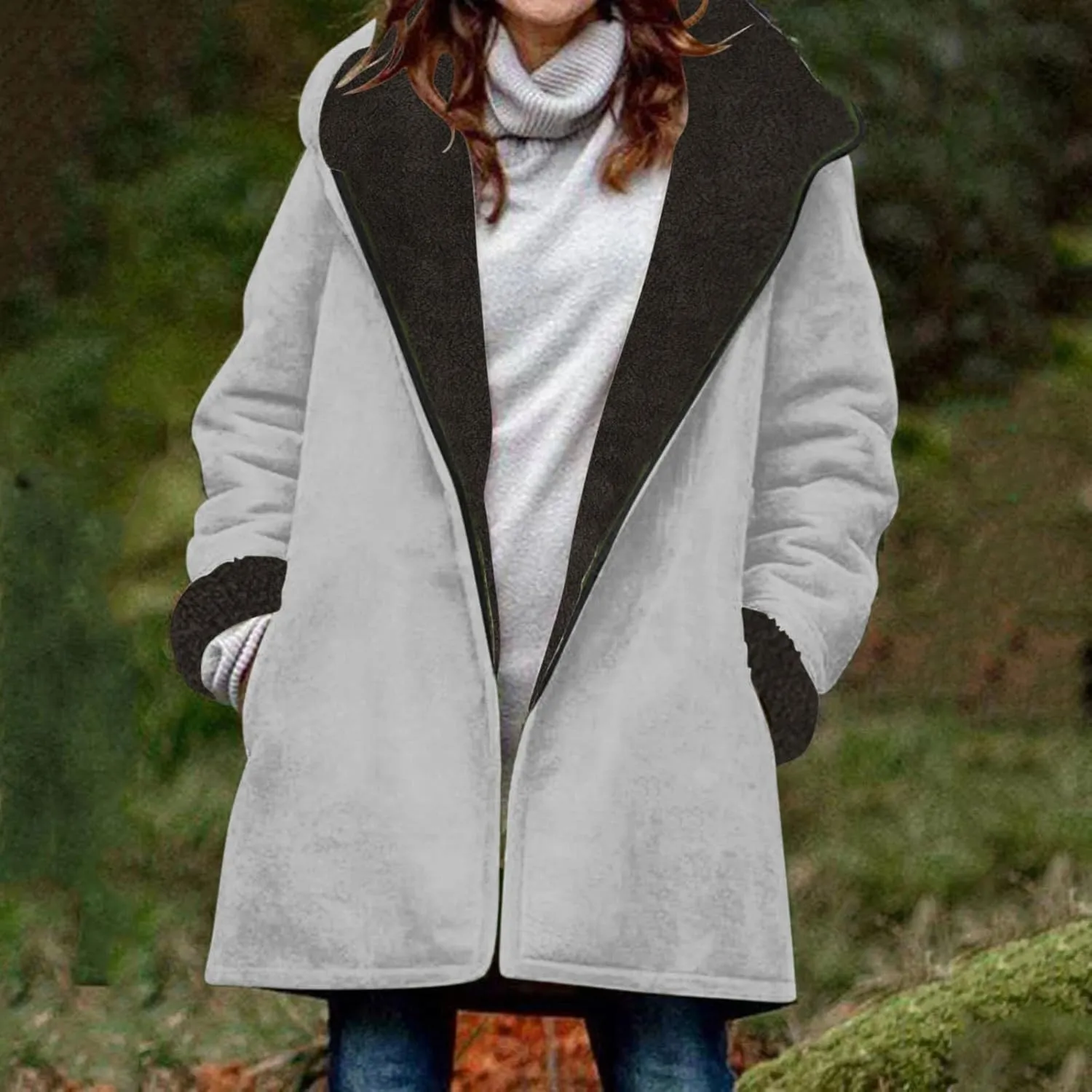 Anjikang Zip Up Fleece Jackets Women Winter Warm Sherpa Lined Hooded Coats Cozy Fuzzy Heavyweight Outwear Jacket with Pockets
