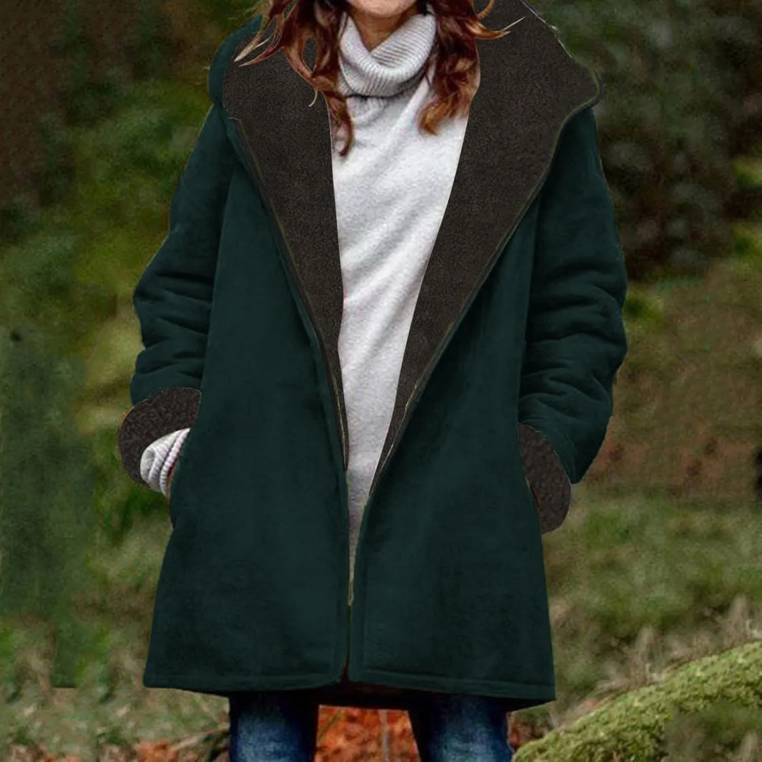 Anjikang Zip Up Fleece Jackets Women Winter Warm Sherpa Lined Hooded Coats Cozy Fuzzy Heavyweight Outwear Jacket with Pockets