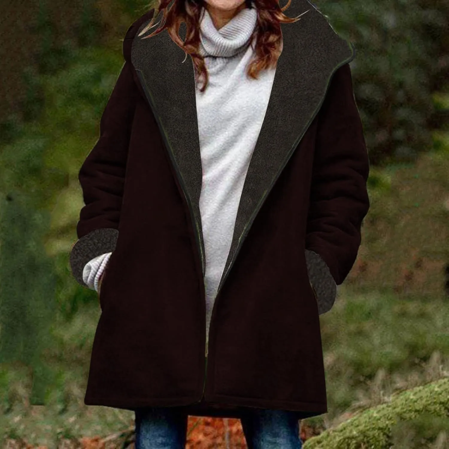 Anjikang Zip Up Fleece Jackets Women Winter Warm Sherpa Lined Hooded Coats Cozy Fuzzy Heavyweight Outwear Jacket with Pockets