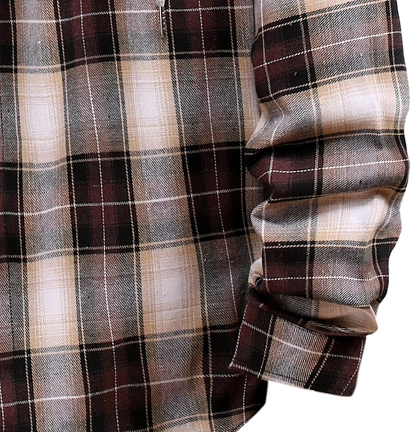Aymnlox Hoodies for Men Fashion Long Sleeve Plaid Button Shirts Jacket With Hood Casual Stylish Drawstring Sweatshirts 2024