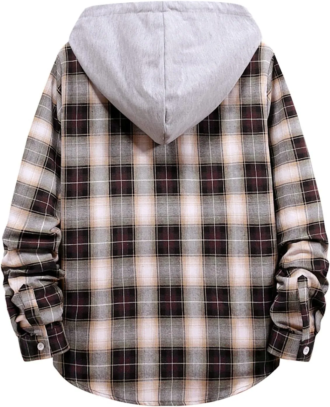 Aymnlox Hoodies for Men Fashion Long Sleeve Plaid Button Shirts Jacket With Hood Casual Stylish Drawstring Sweatshirts 2024