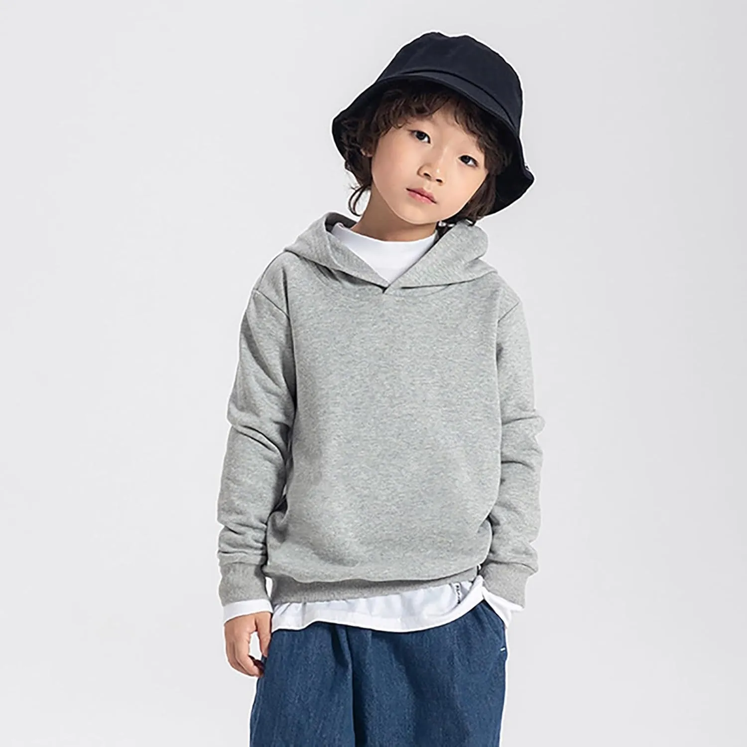 Baby Toddler Kids Boy Girl Solid Color Long Sleeve Casual Hoodie Sweatershirt Pullover Basic Clothes Tops