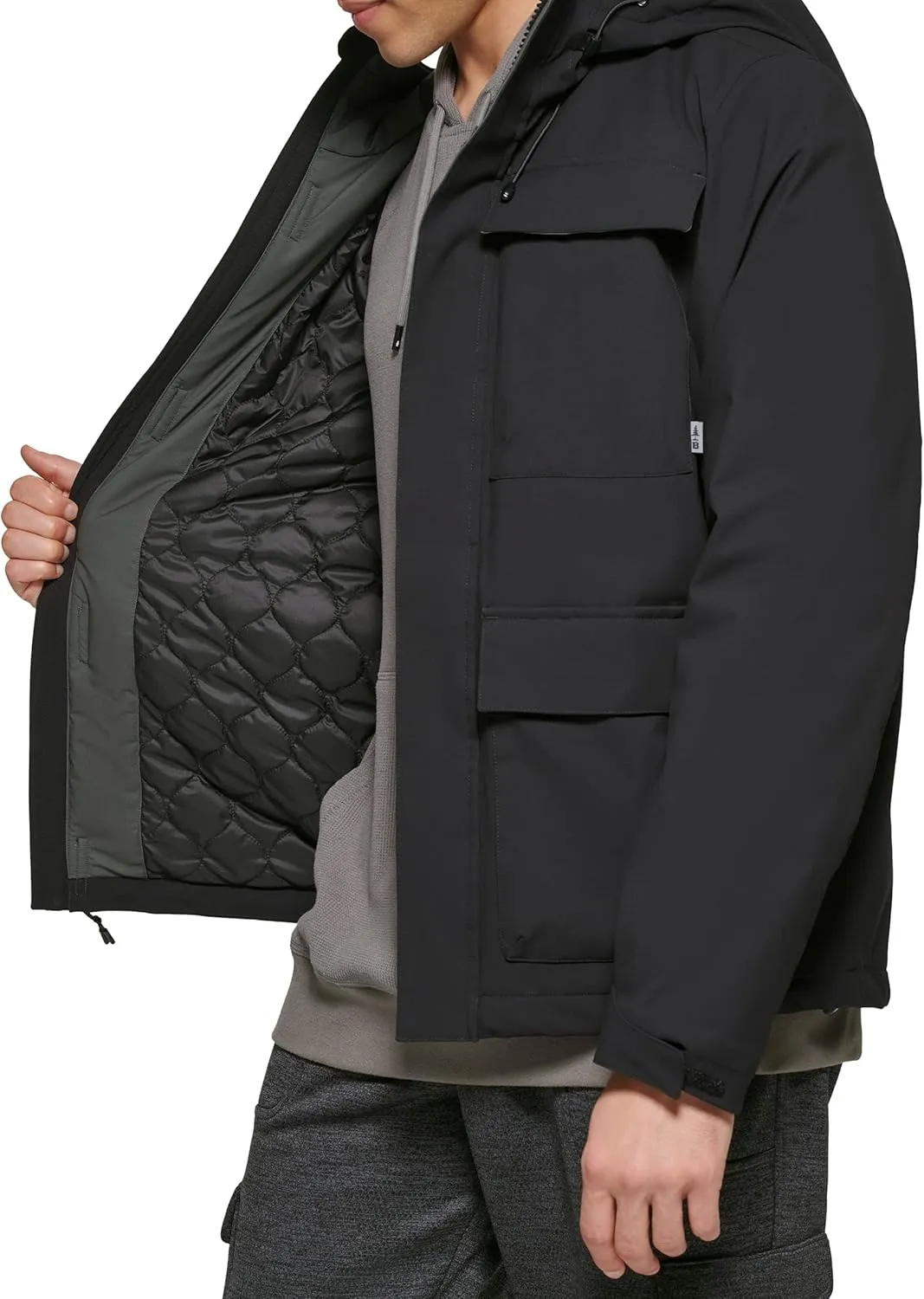 BASS OUTDOOR Men’s Zip-Front Utility Rain Jacket with Drawstring Hood