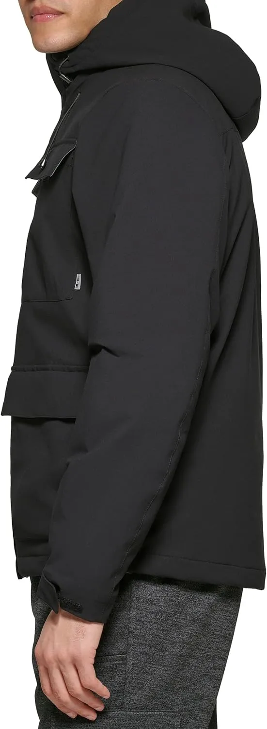 BASS OUTDOOR Men’s Zip-Front Utility Rain Jacket with Drawstring Hood
