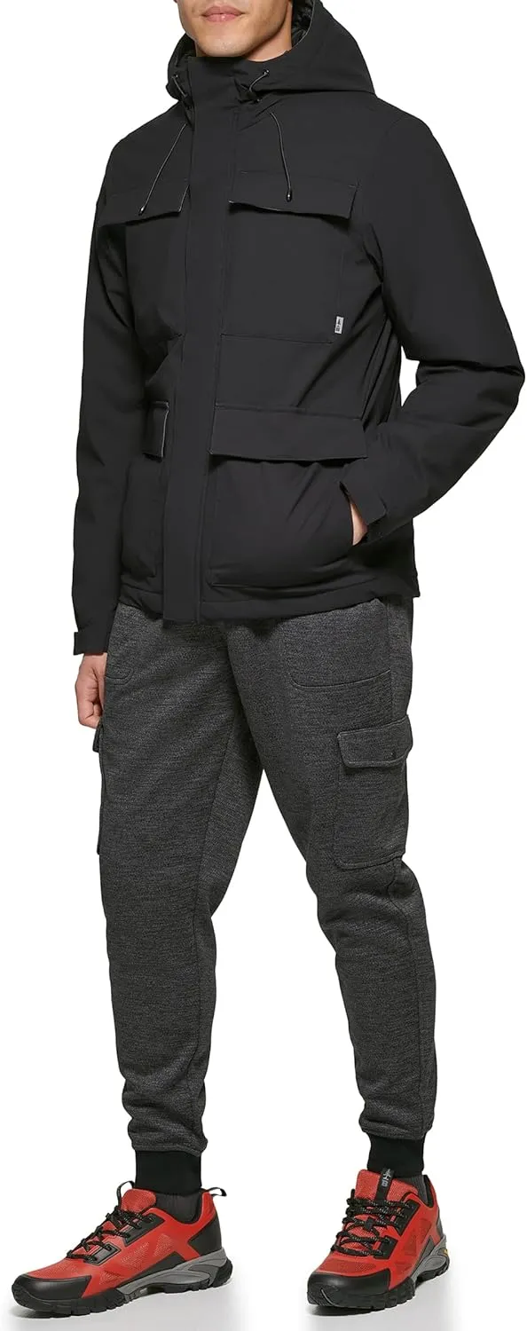 BASS OUTDOOR Men’s Zip-Front Utility Rain Jacket with Drawstring Hood