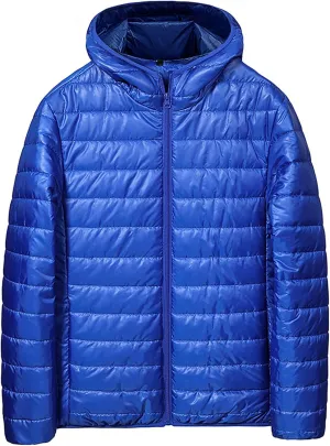 BIFUTON Puffer Jacket Hoodies for Men Zip Up Cotton Down Outwears Mens Winter Coats Lightweight Down Jacket Men with Pockets