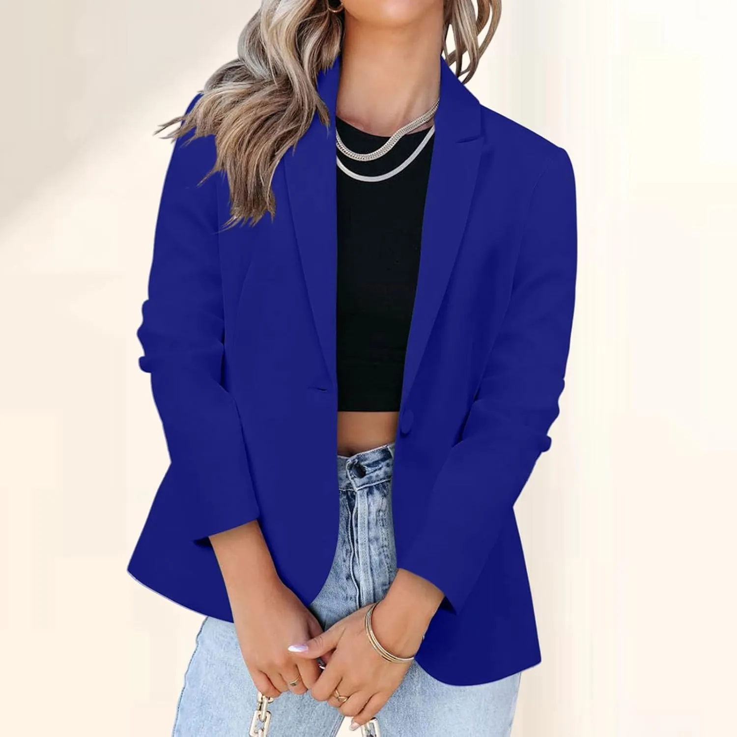 Blazers for Women 2024 Lightweight Slim Fit Blazer Open Front Long Sleeve Work Office Jackets Business Casual Outfits