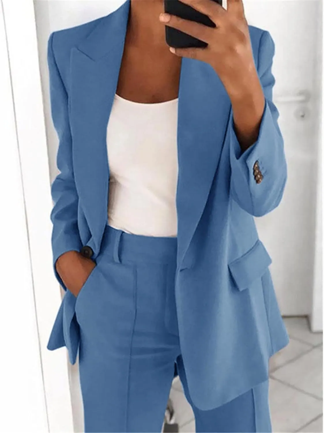 Blazers for Women Business Casual Long Sleeve Lapel Work Jackets Lightweight Temperament Single Breasted Suit Jacket