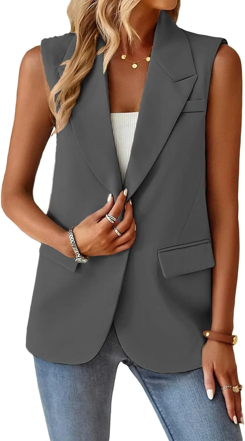 Blazers for Women Vest Sleeveless Blazers Lightweight Vests Business Casual Blazer Work Office Outfits Summer Jacket