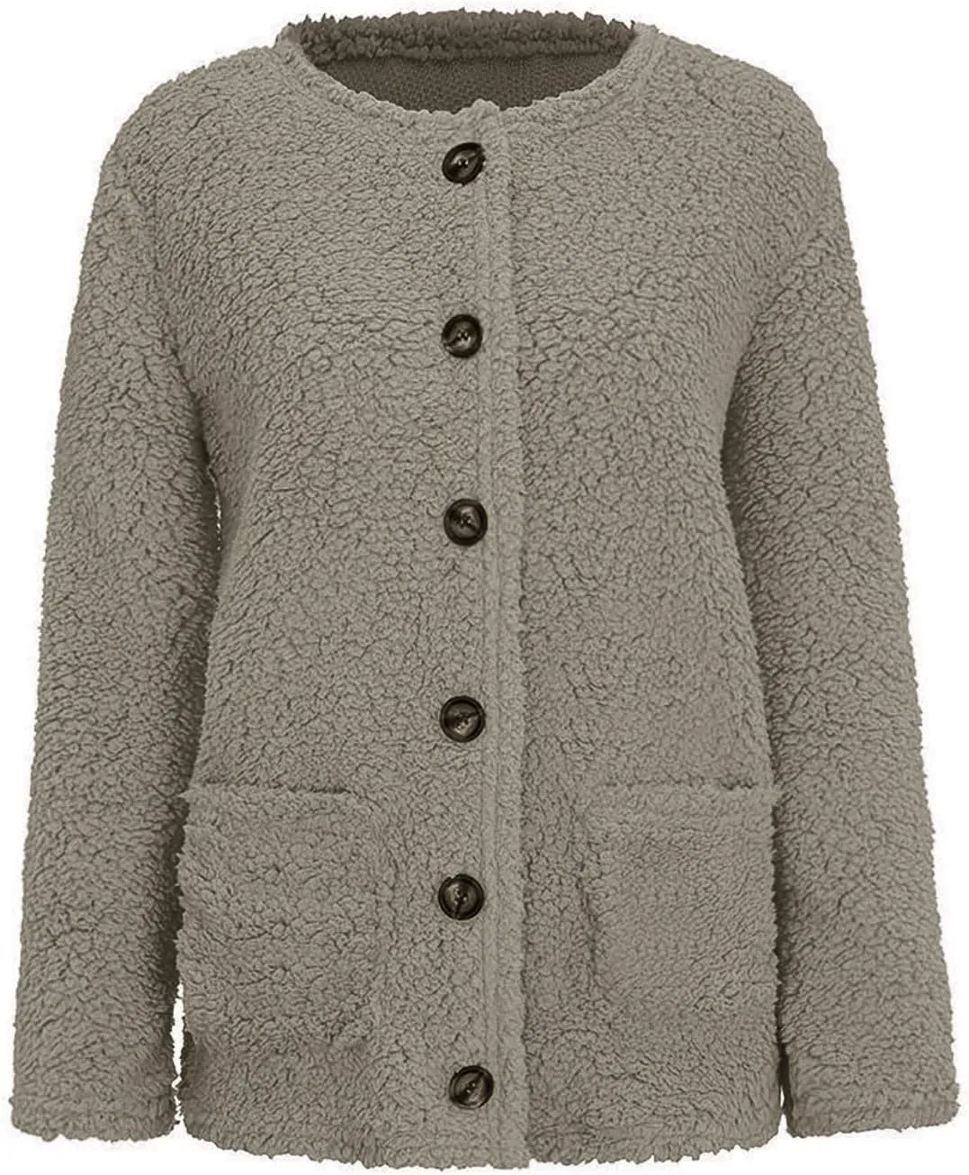 BOXIACEY Womens Winter Coats 2025 Fuzzy Cropped Cardigan Sweater Sherpa Fleece Lined Jacket Outerwear Coat with Pockets