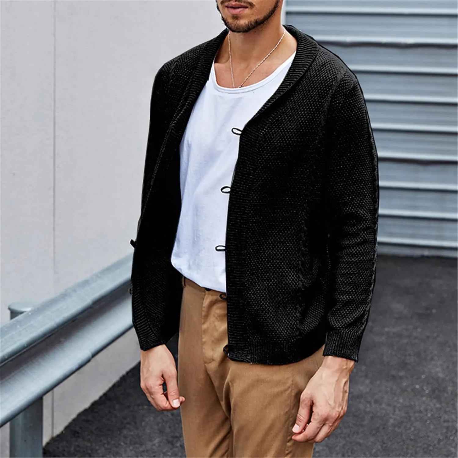 Button Down Cardigan for Men Lightweight Sweaters Cable Knit Sweater Long Sleeve Casual Shirts Oversized Fall Coat