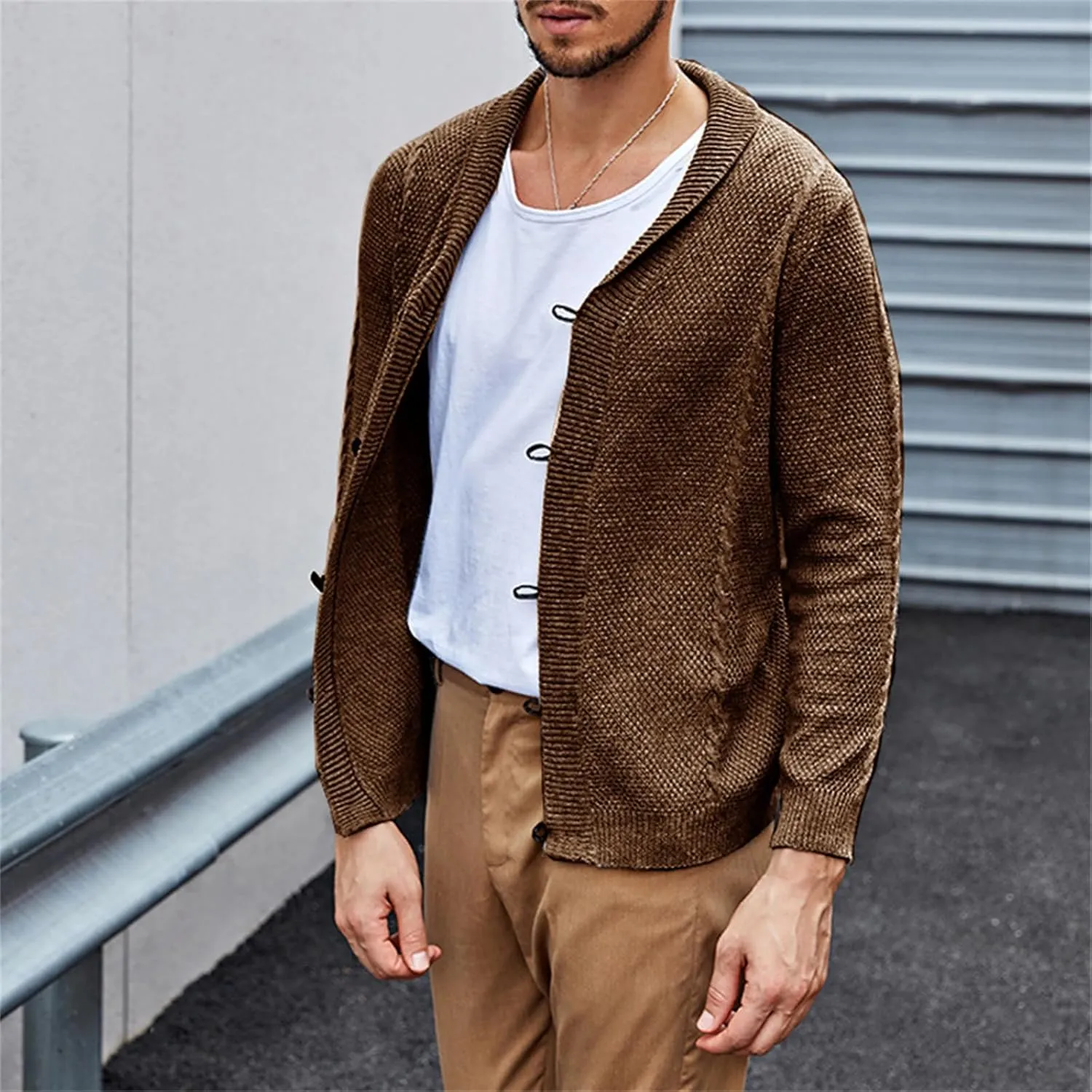 Button Down Cardigan for Men Lightweight Sweaters Cable Knit Sweater Long Sleeve Casual Shirts Oversized Fall Coat