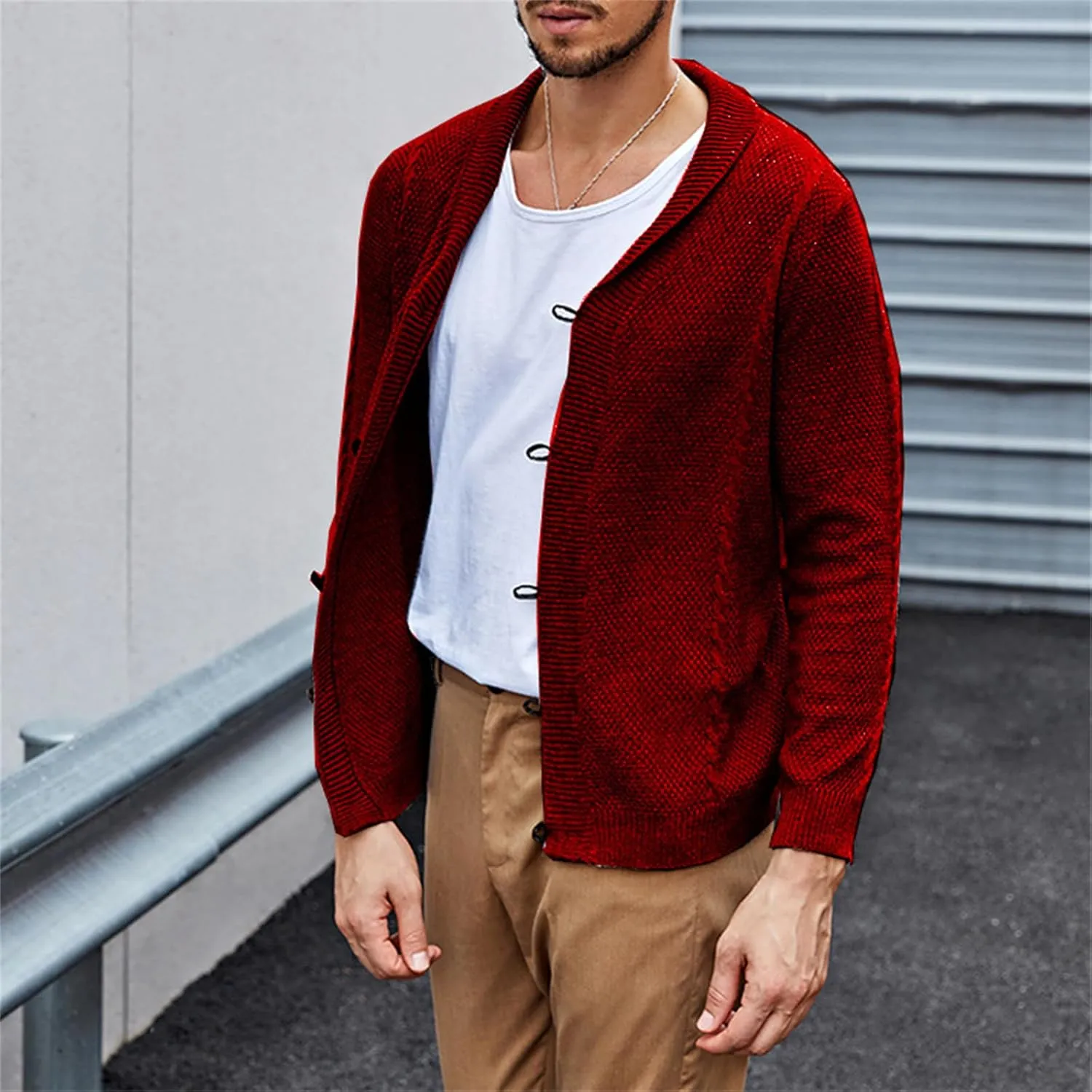 Button Down Cardigan for Men Lightweight Sweaters Cable Knit Sweater Long Sleeve Casual Shirts Oversized Fall Coat