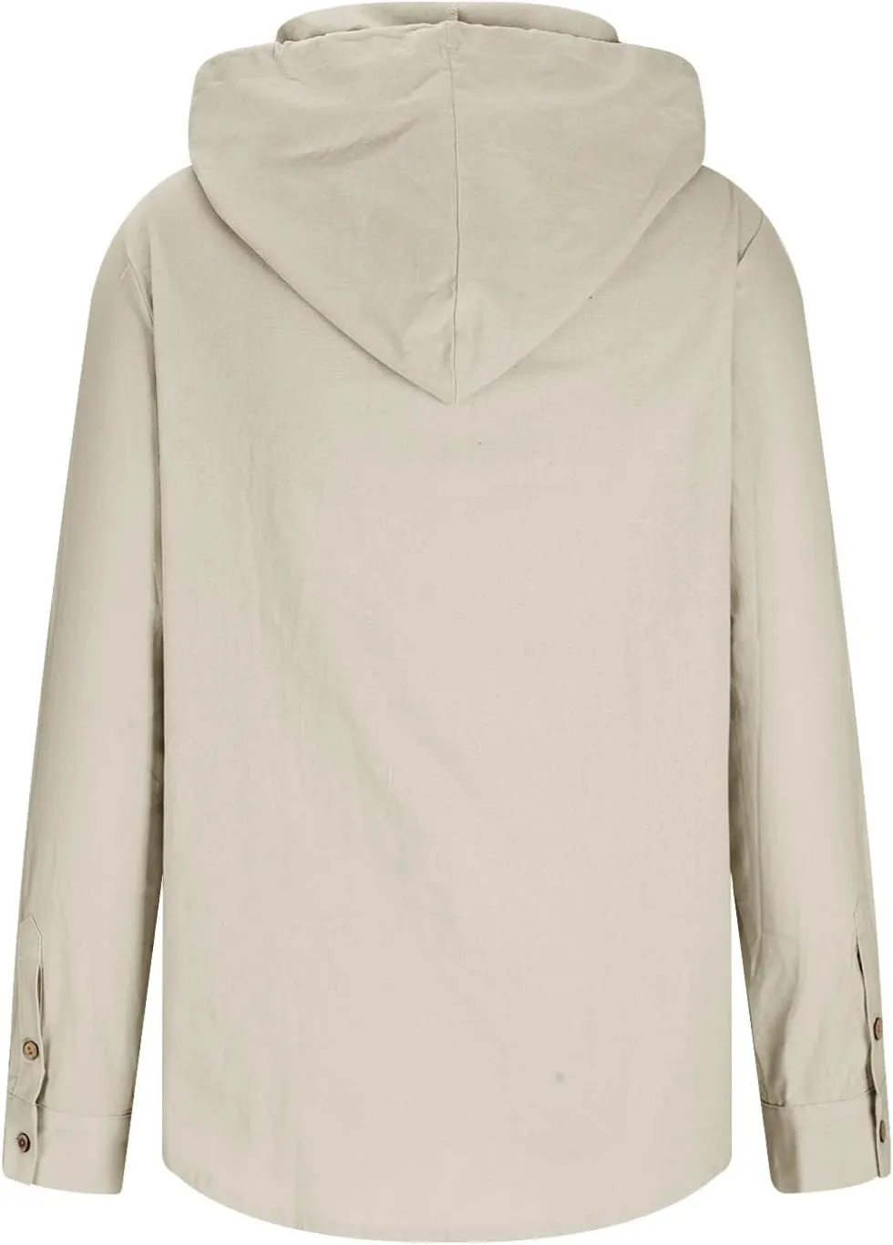 Button Down Hoodies for Men Long Sleeve Solid Color Cotton Linen Hooded Sweatshirts Trendy Casual Cardigans