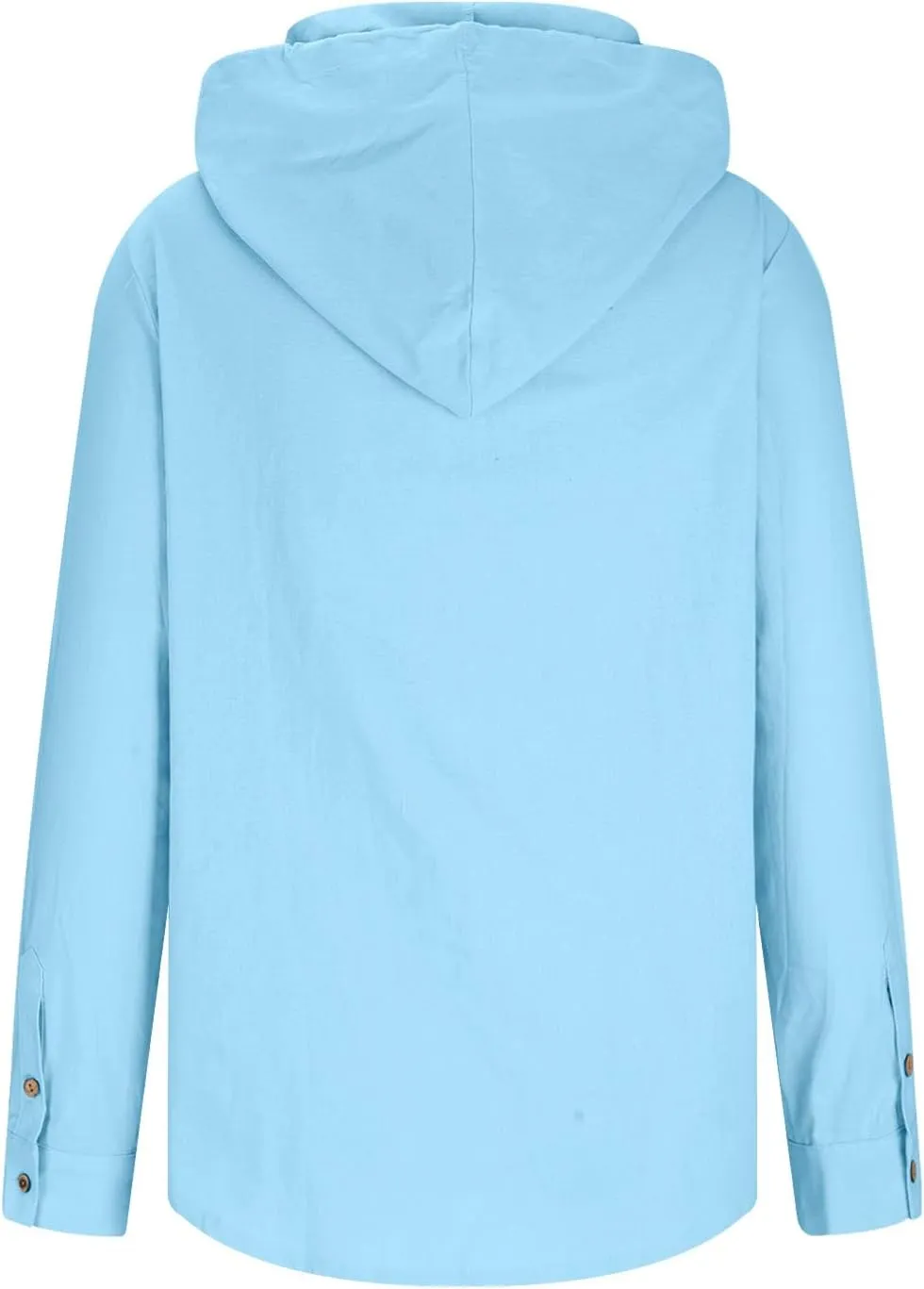 Button Down Hoodies for Men Long Sleeve Solid Color Cotton Linen Hooded Sweatshirts Trendy Casual Cardigans