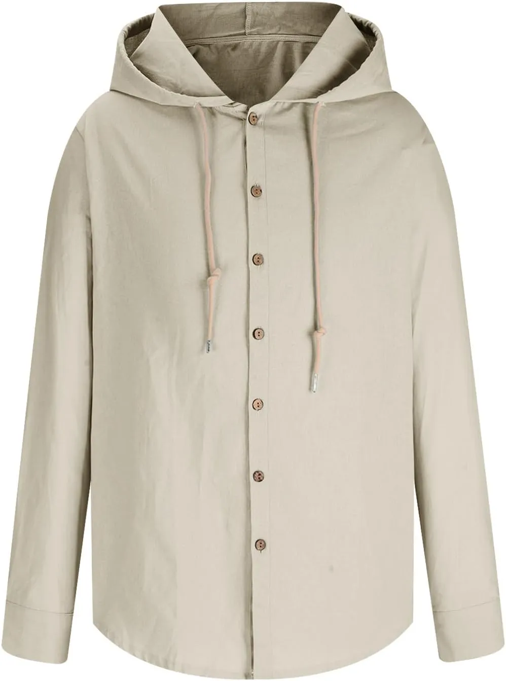 Button Down Hoodies for Men Long Sleeve Solid Color Cotton Linen Hooded Sweatshirts Trendy Casual Cardigans