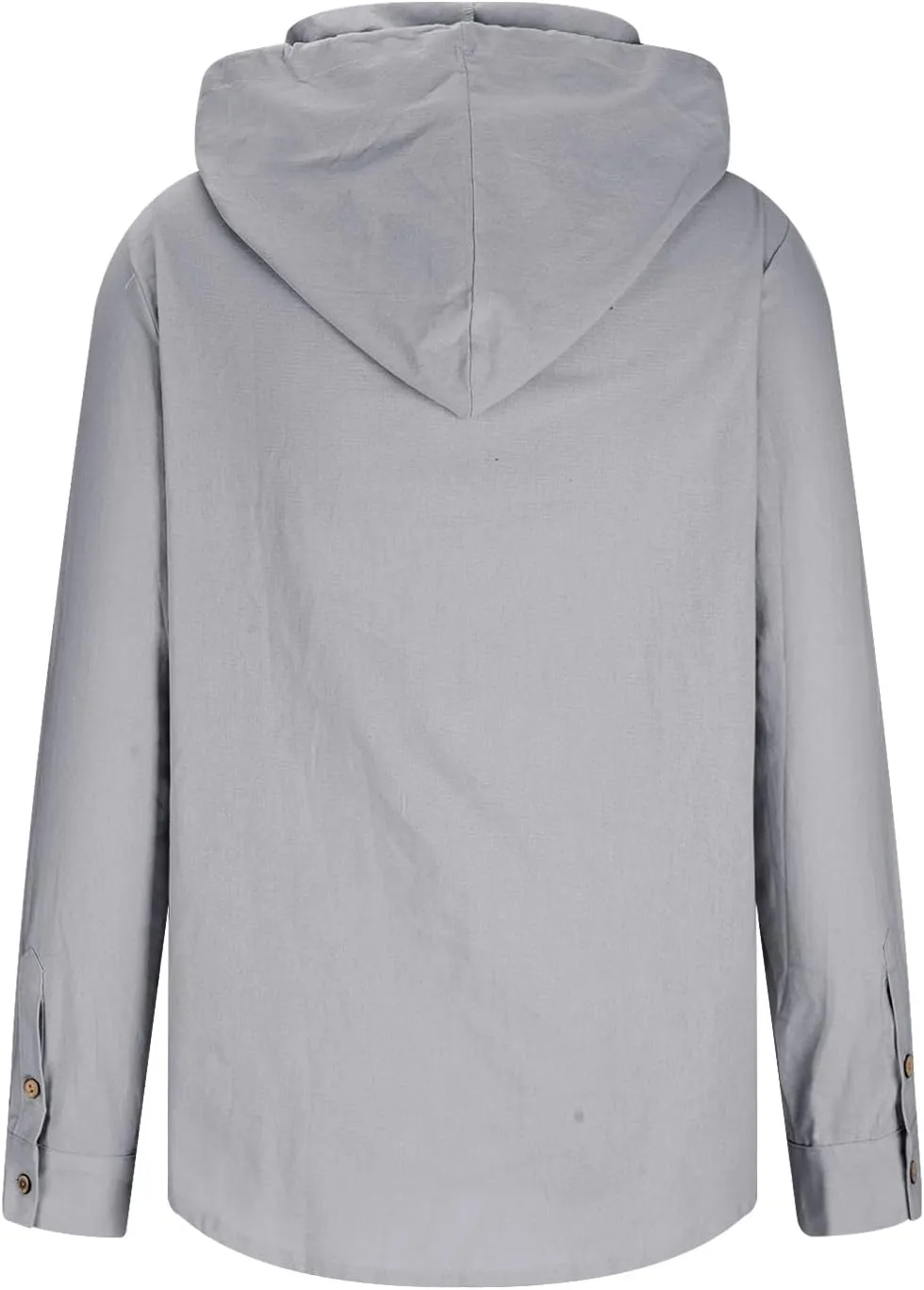 Button Down Hoodies for Men Long Sleeve Solid Color Cotton Linen Hooded Sweatshirts Trendy Casual Cardigans