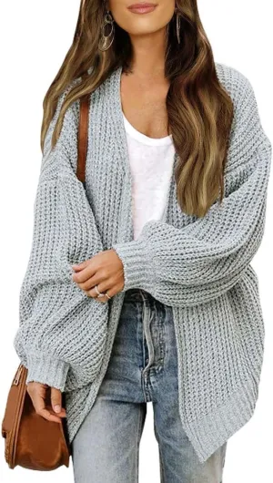 Cable Knit Cardigan Women Casual Comfy Oversized Sweater Open Front Cardigan Long Sleeve Tops Outwear Coat