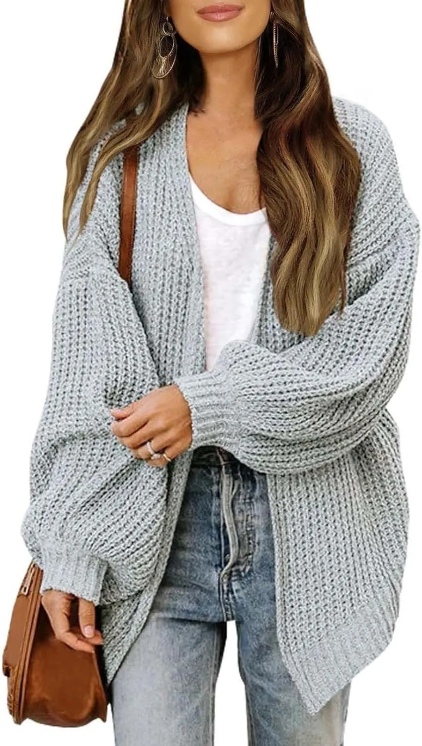 Cable Knit Cardigan Women Casual Comfy Oversized Sweater Open Front Cardigan Long Sleeve Tops Outwear Coat