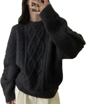 Cable Knit Sweater Women Chunky Knit Sweater Y2k Oversized Sweaters Fall Tops 2024 Trendy Pullover Sweaters
