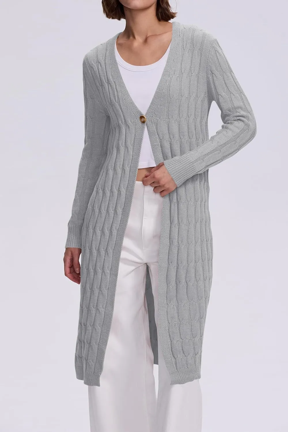 Cakulo Womens Long Cardigans Cable Knit Chunky Cardigan Sweaters Trendy Open Front Fall Sweater Coats 2025