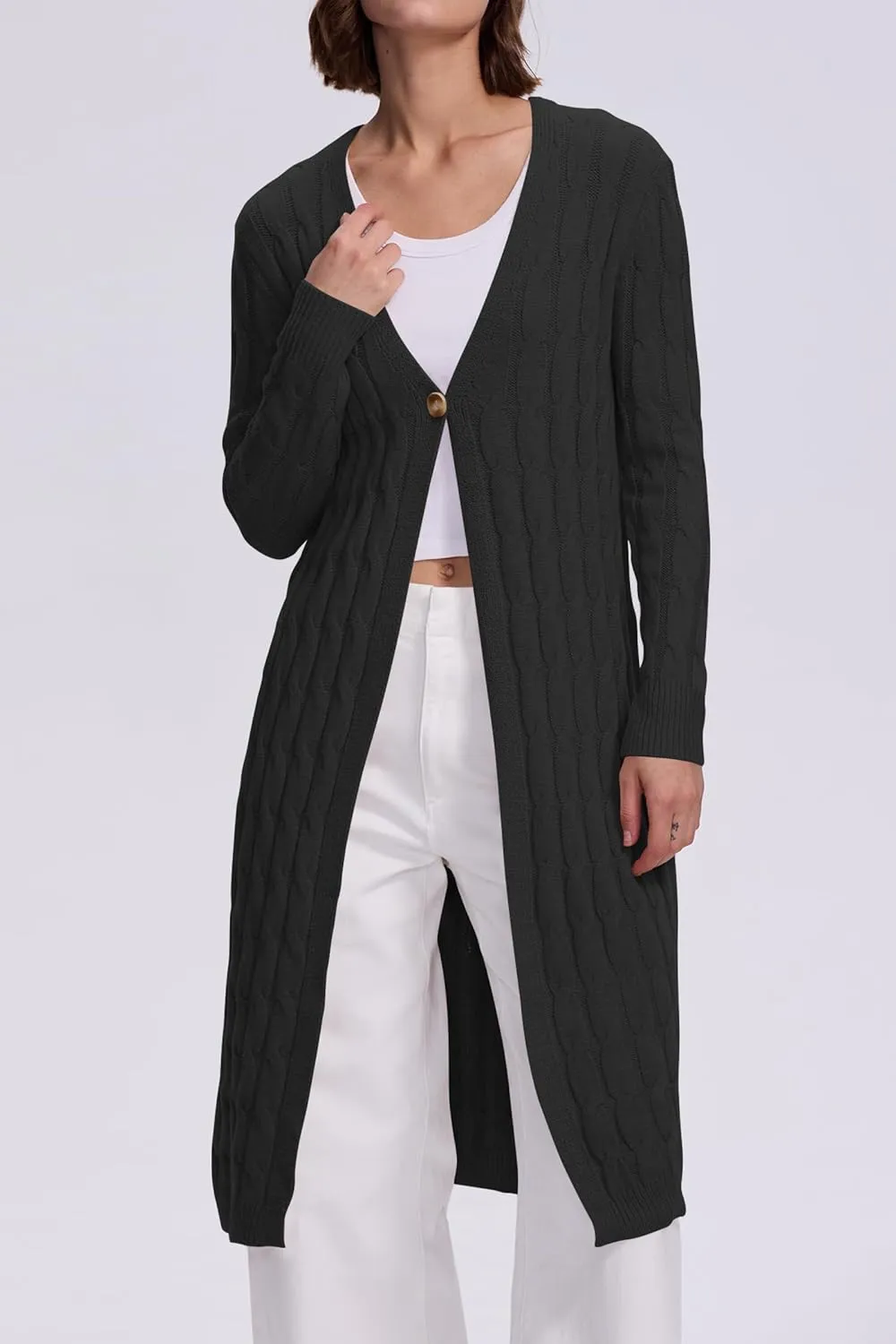 Cakulo Womens Long Cardigans Cable Knit Chunky Cardigan Sweaters Trendy Open Front Fall Sweater Coats 2025