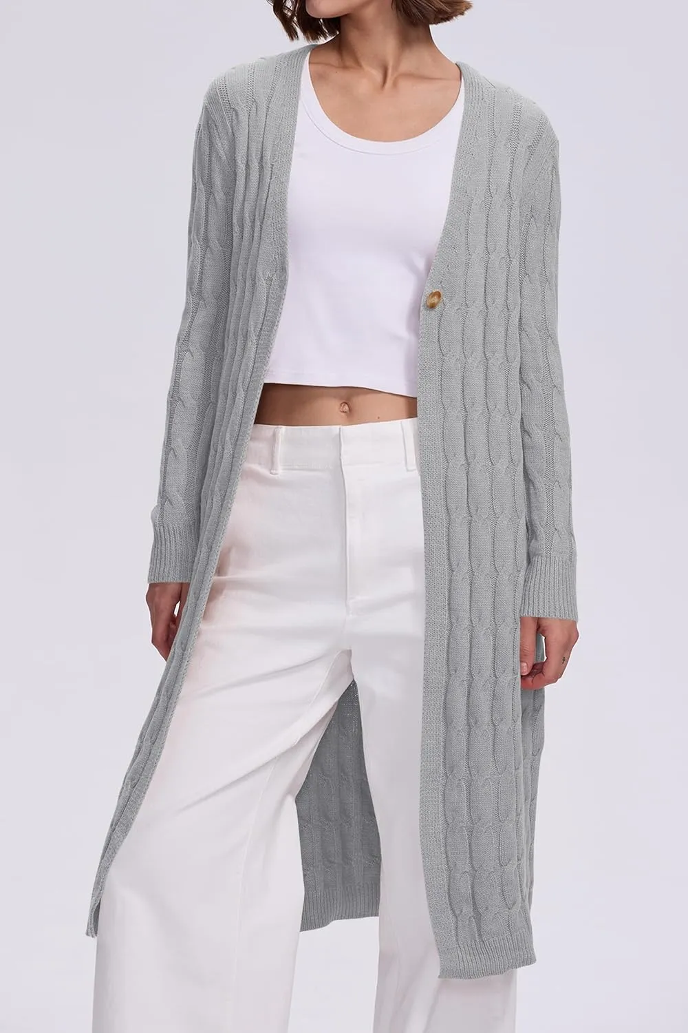 Cakulo Womens Long Cardigans Cable Knit Chunky Cardigan Sweaters Trendy Open Front Fall Sweater Coats 2025