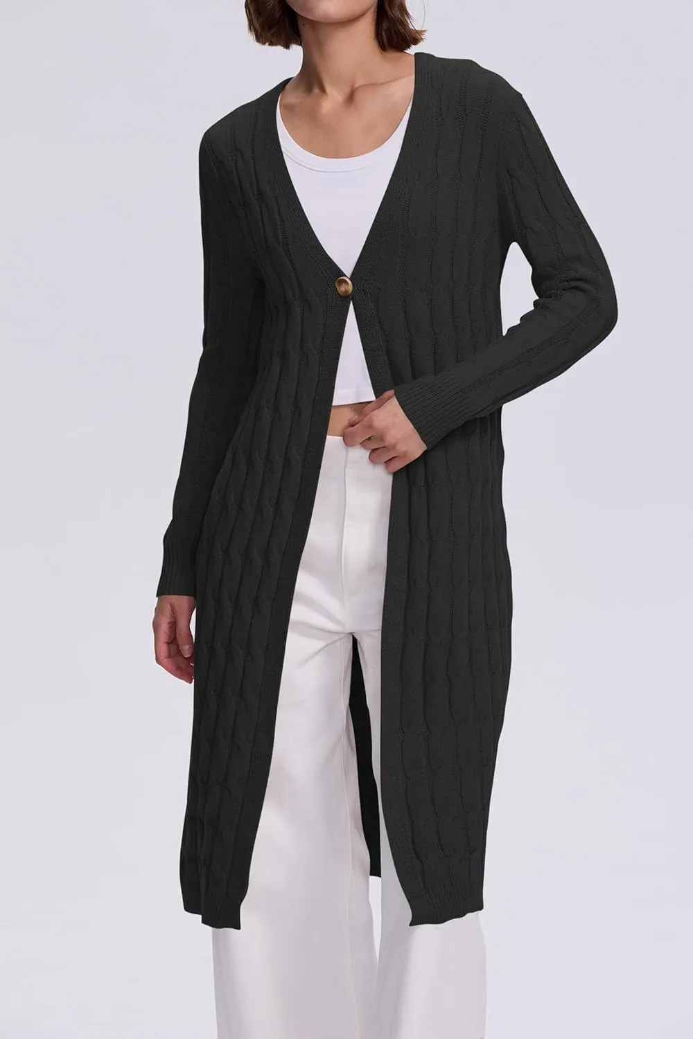 Cakulo Womens Long Cardigans Cable Knit Chunky Cardigan Sweaters Trendy Open Front Fall Sweater Coats 2025