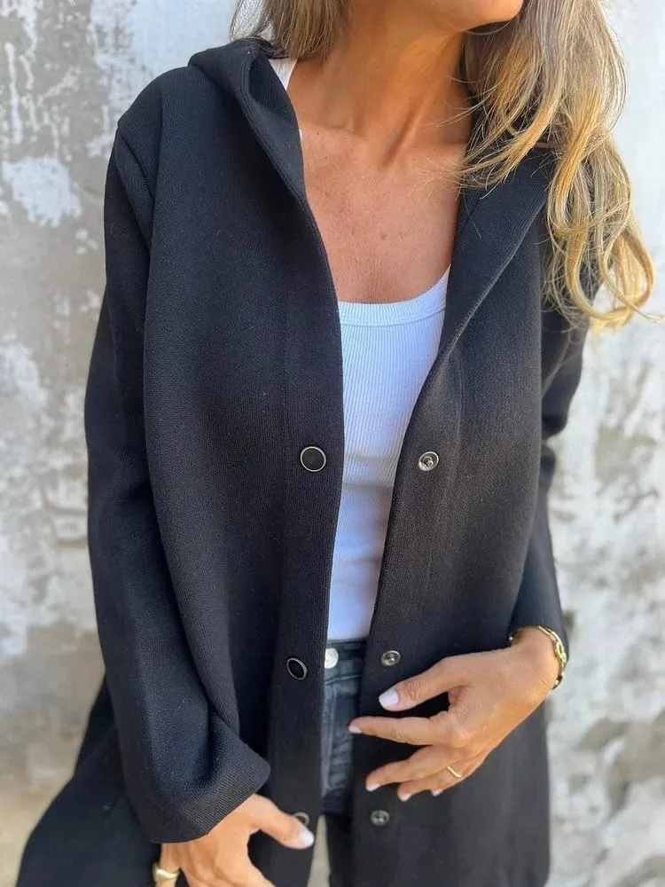 Canbebig Long Coats Women Button Down Casual Jackets Oversized Long Sleeve Trench Coats Solid Color Jackets with Pockets