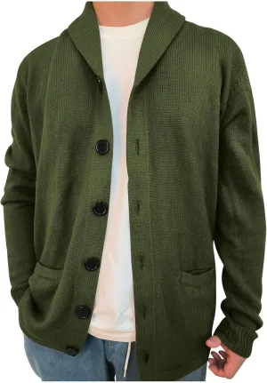 Cardigan Sweater for Men Shawl Collar Knit Cardigan Big and Tall Cardigan Sweater Button Down Knit Sweater with Pocket