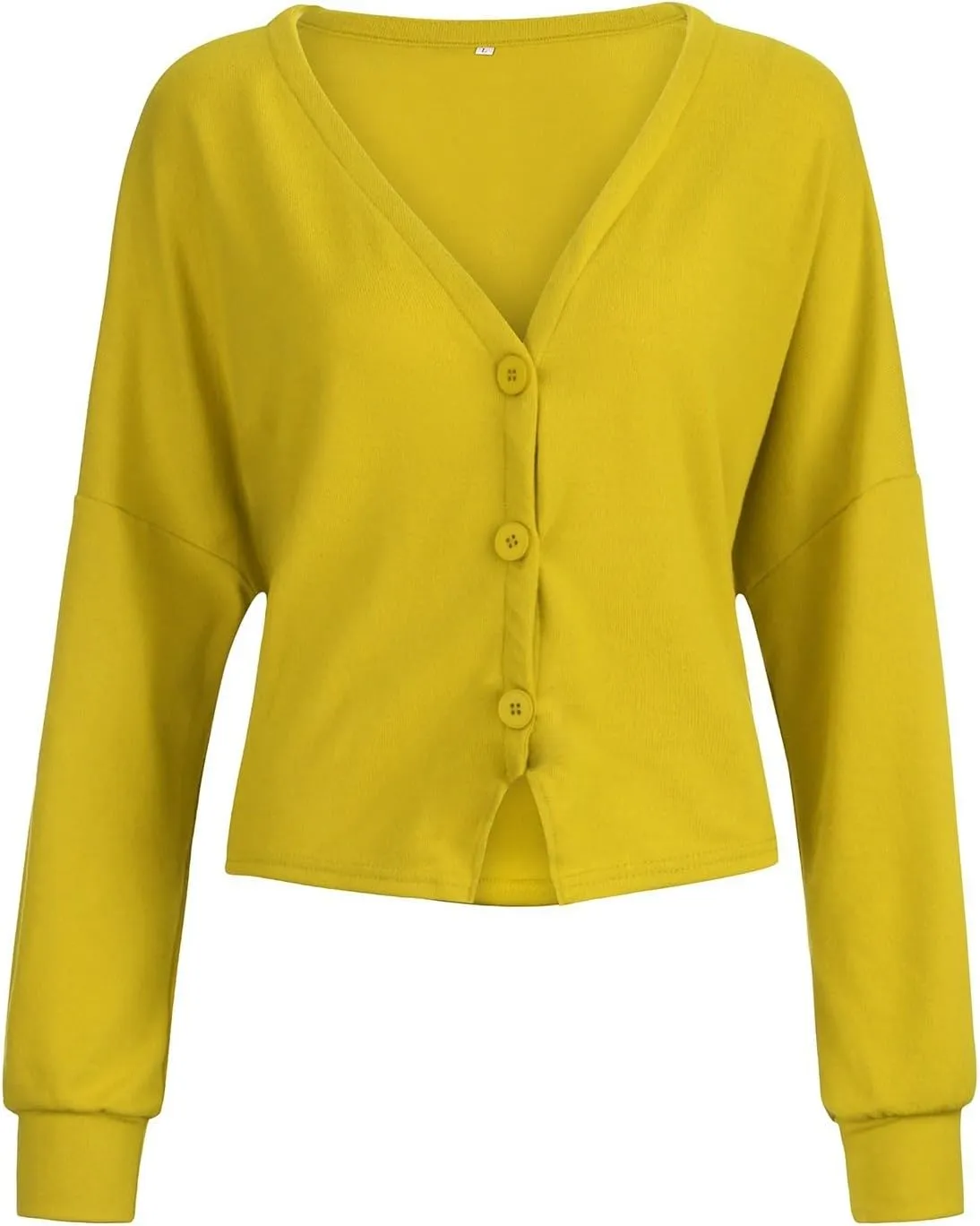 Cardigan Sweater for Women Cropped Knit Cardigans Open Front V-Neck Crochet Solid Sweaters Long Sleeve Button Up Tops