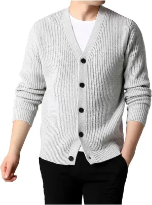 Cardigan Sweaters for Men Lightweight V Neck Sweater Button Down Knit Cardigan Plus Size Winter Sweaters