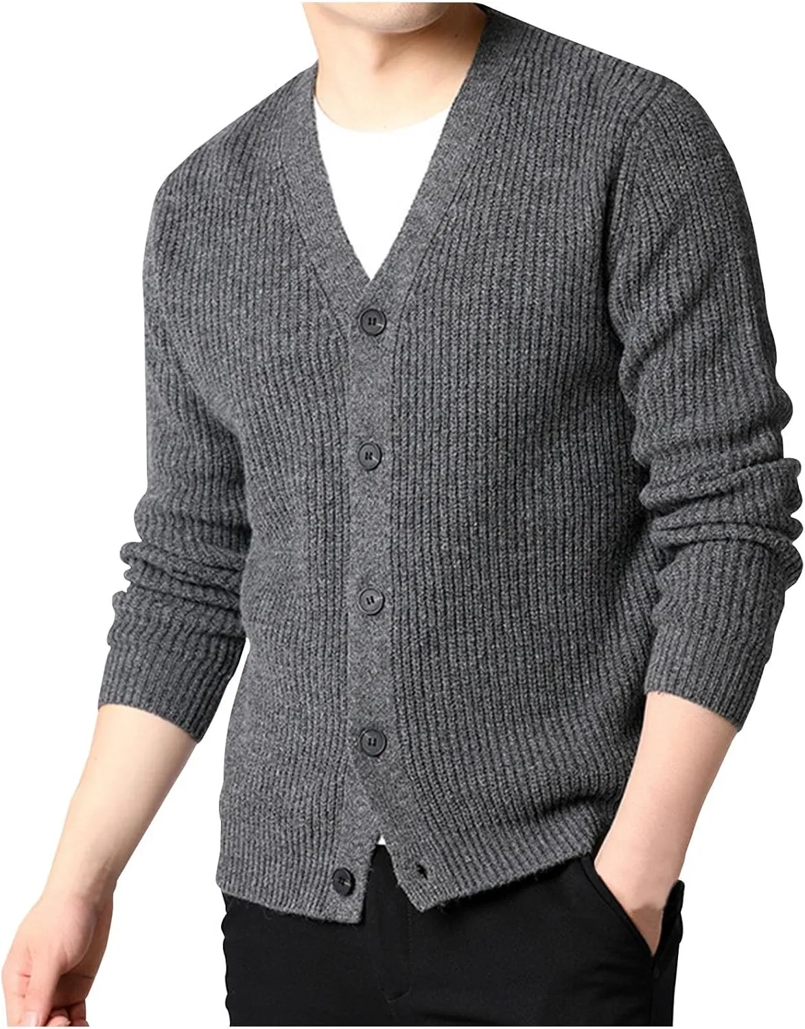 Cardigan Sweaters for Men Lightweight V Neck Sweater Button Down Knit Cardigan Plus Size Winter Sweaters