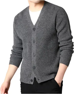 Cardigan Sweaters for Men Lightweight V Neck Sweater Button Down Knit Cardigan Plus Size Winter Sweaters