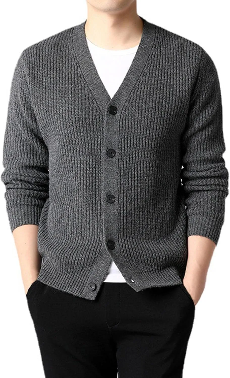 Cardigan Sweaters for Men Lightweight V Neck Sweater Button Down Knit Cardigan Plus Size Winter Sweaters
