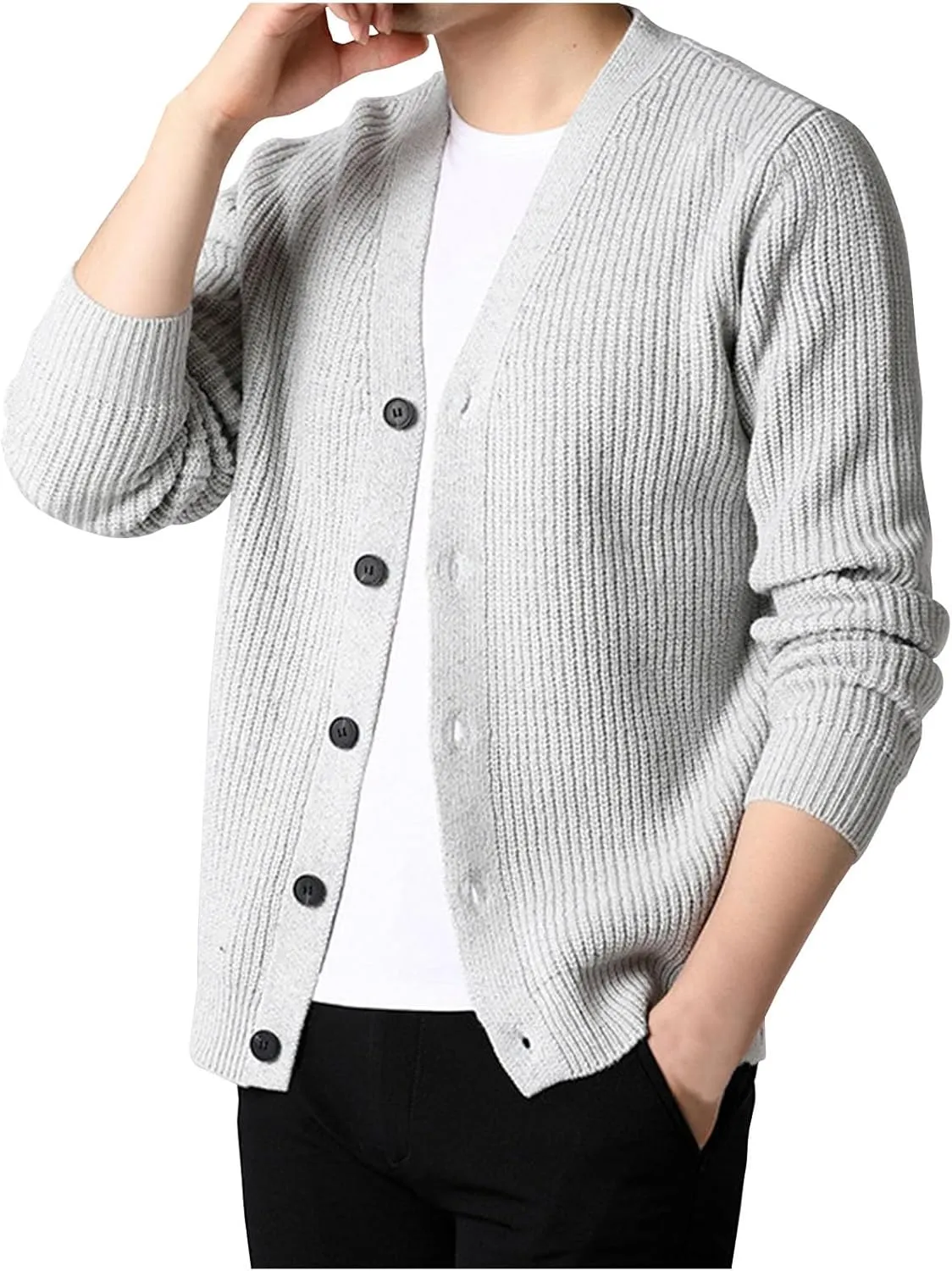 Cardigan Sweaters for Men Lightweight V Neck Sweater Button Down Knit Cardigan Plus Size Winter Sweaters