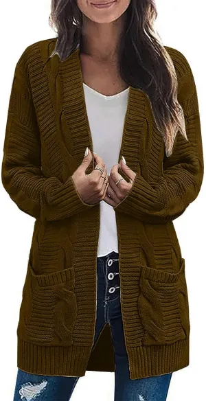 Cardigan Sweaters for Women Cable Knit Oversized Cardigans Aesthetic Open Front Chunky Cardigan Sweaters with Pockets