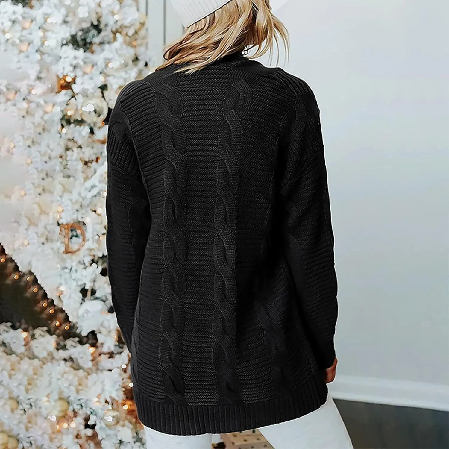 Cardigan Sweaters for Women Cable Knit Oversized Cardigans Aesthetic Open Front Chunky Cardigan Sweaters with Pockets