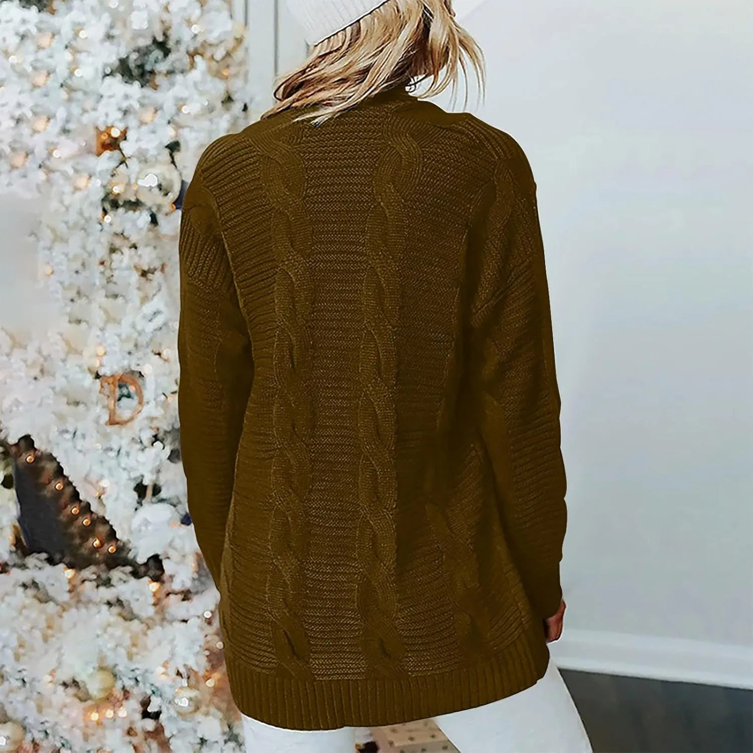 Cardigan Sweaters for Women Cable Knit Oversized Cardigans Aesthetic Open Front Chunky Cardigan Sweaters with Pockets