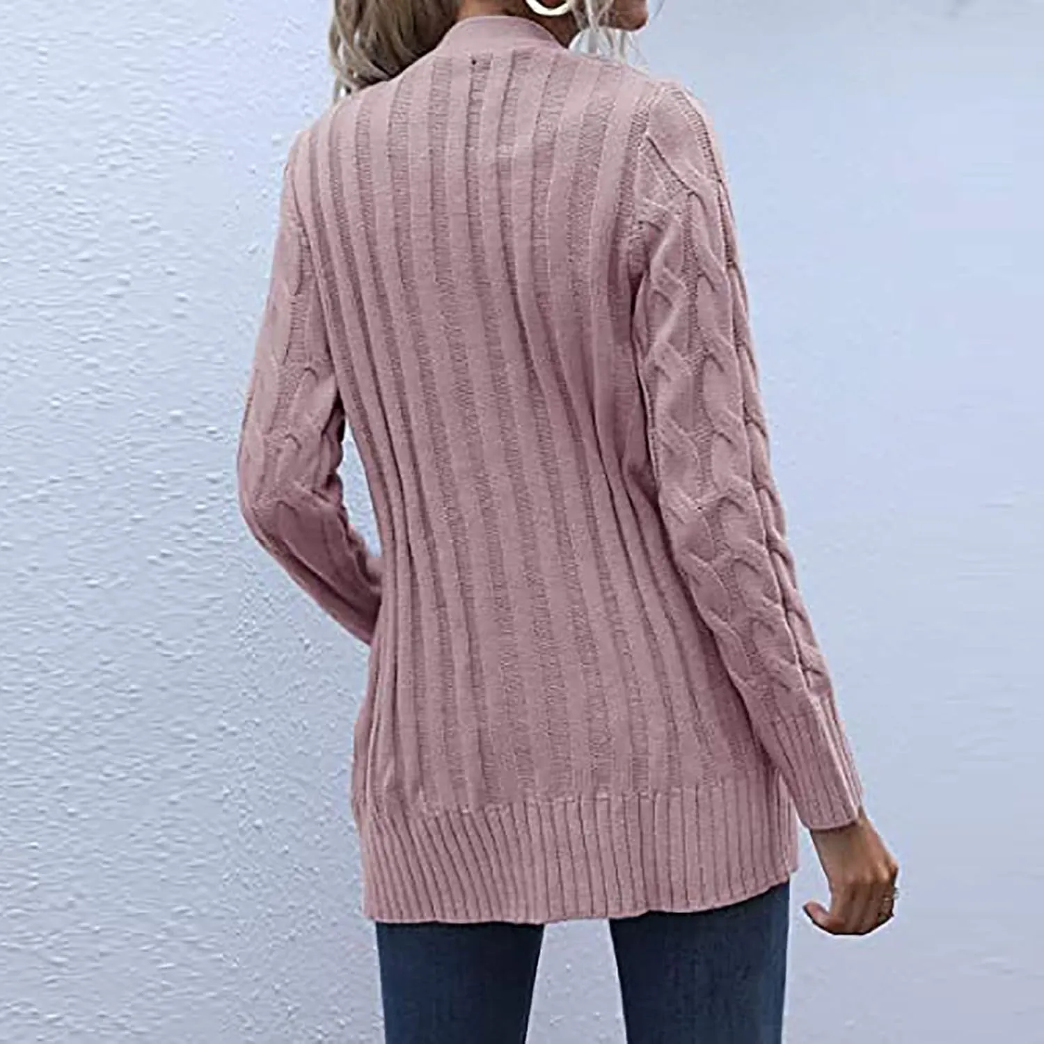 Cardigan Sweaters for Women Open Front Cardigan Sweater Fashion Button Knit Chunky Outwear Plus Size Coats Pocket