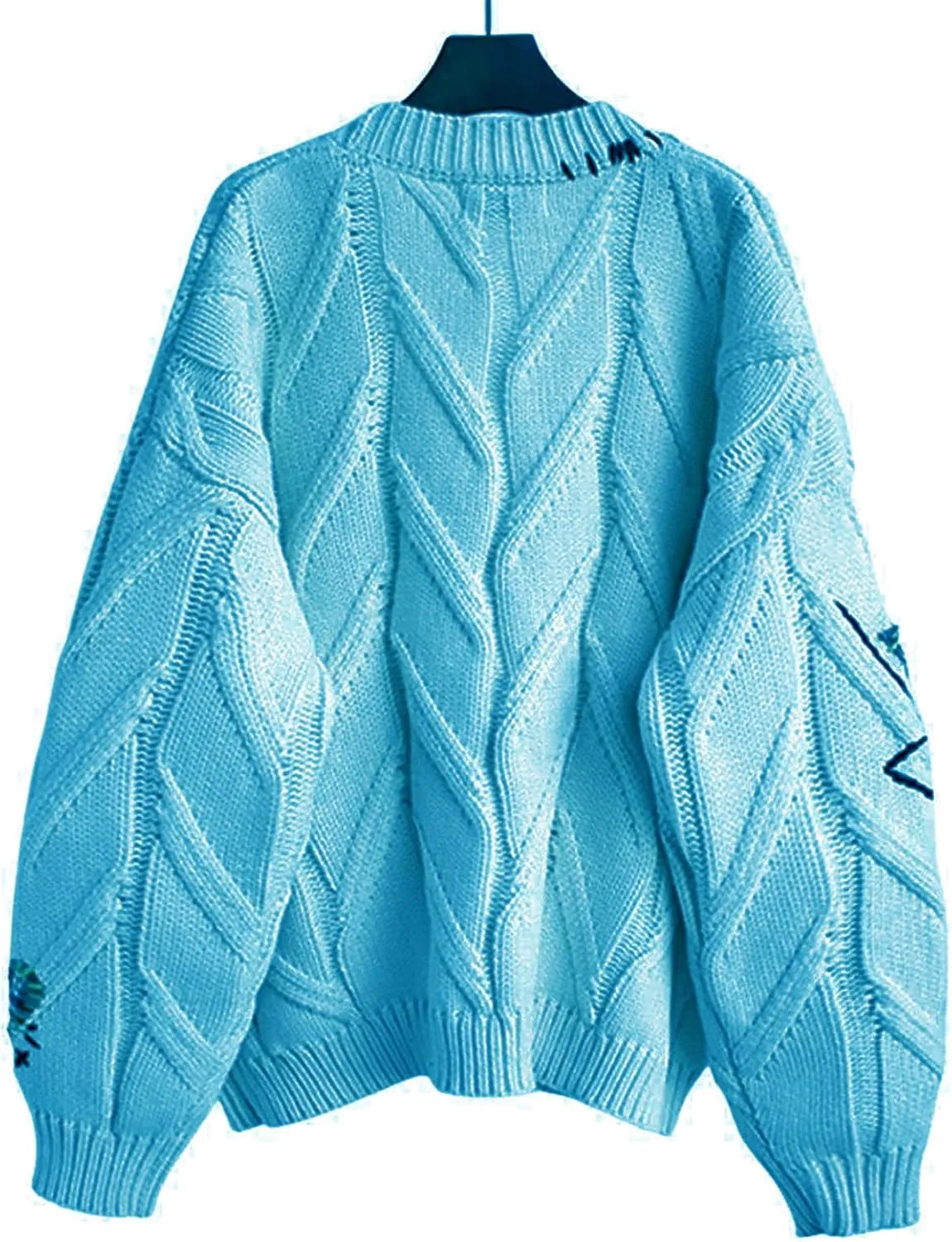 Cardigan Sweaters for Women Trendy Chunky Cable Knit Sweater V-Neck Button Down Sweaters Embroidery Open Front Coat