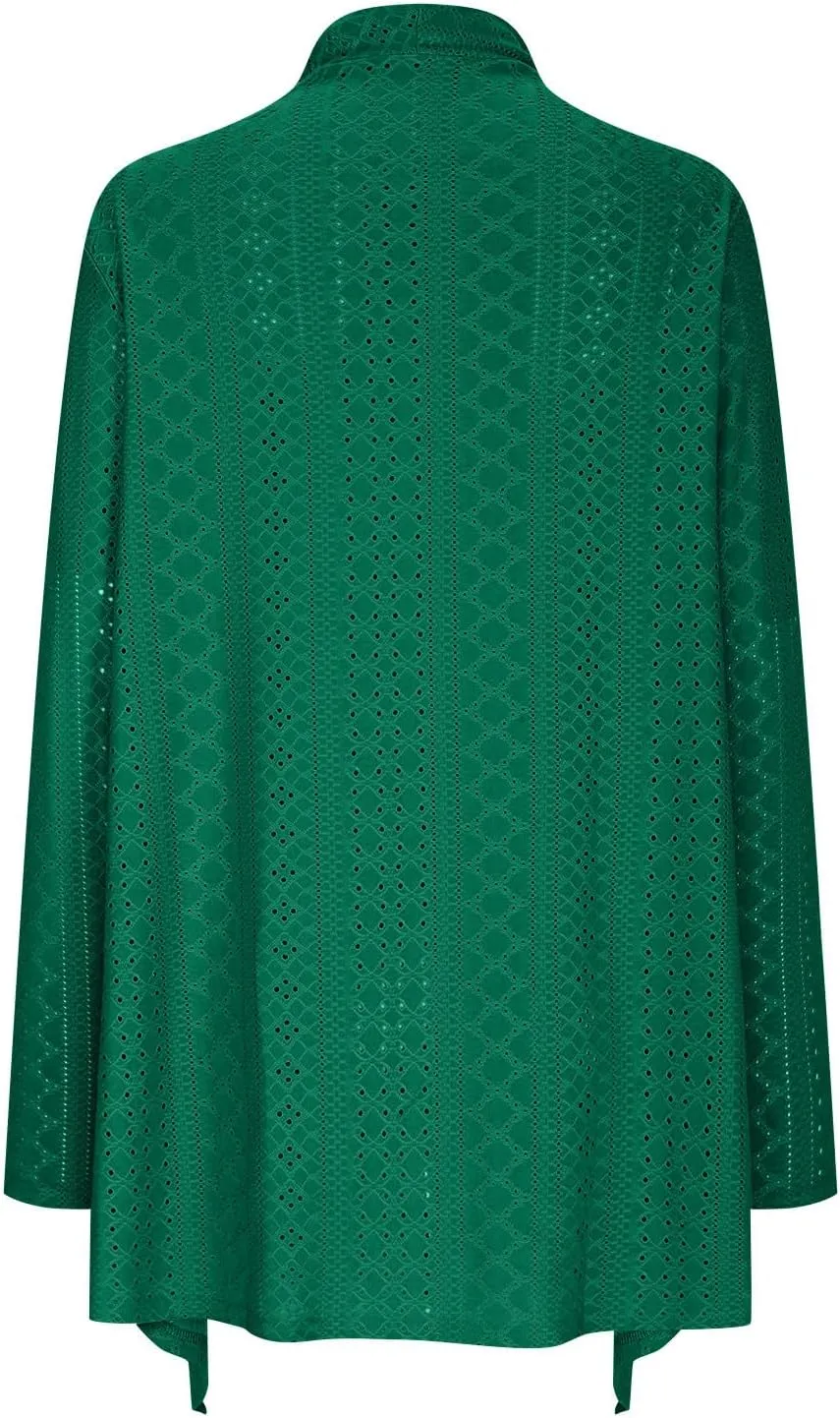 Casual Solid Cardigan Sweaters for Women Fall Open Front Coat Lightweight Knitted Oversized Outwear with Pockets