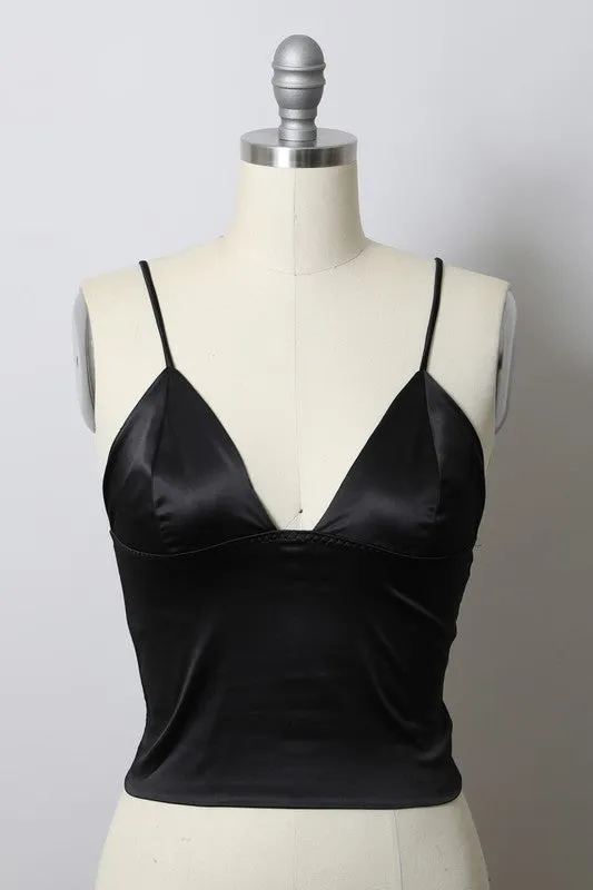 Chic Sleek Strap Longline Satin Bralette Top
