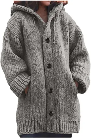 ChicCrate Fall Sweaters for Women Trendy Chunky Knit Open Front Cardigan Button Down Long Sleeve Shirt Loose Plus Size Tops