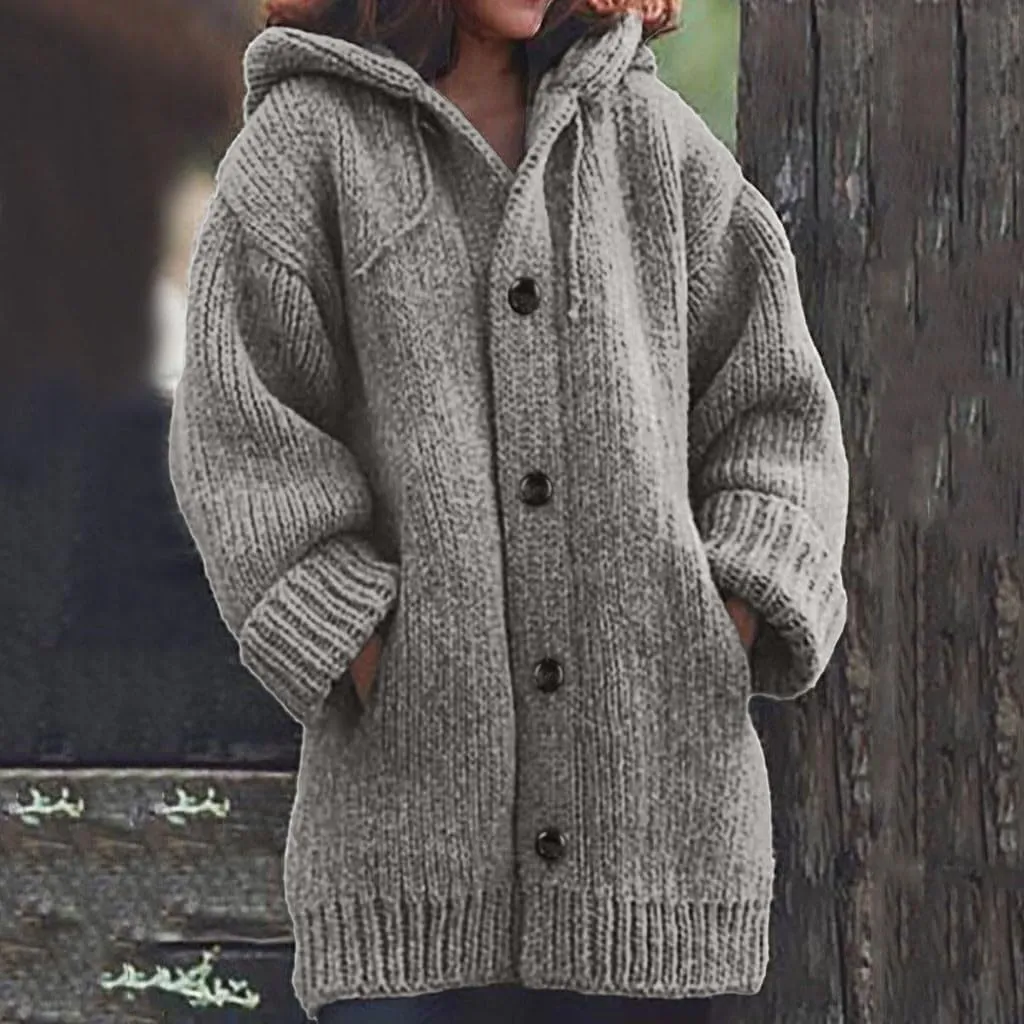 ChicCrate Fall Sweaters for Women Trendy Chunky Knit Open Front Cardigan Button Down Long Sleeve Shirt Loose Plus Size Tops